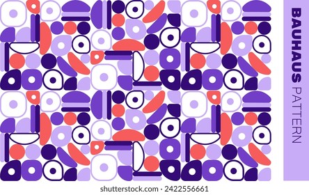 geometrische Form violette Farben Muster Hintergrund Design. Vektorgrafik. Bauhaus-Stil. 