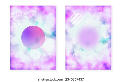 Geometric Shape. Purple Retro Texture. Science Dots. Vibrant Flyer. Soft Halftone Magazine. Holographic Background. Hipster Fluid. Round Concept. Blue Geometric Shape