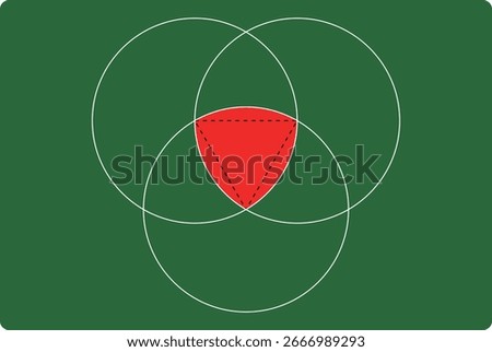 Geometric Shape of Reuleaux Triangle Formed by Overlapping Three Circles