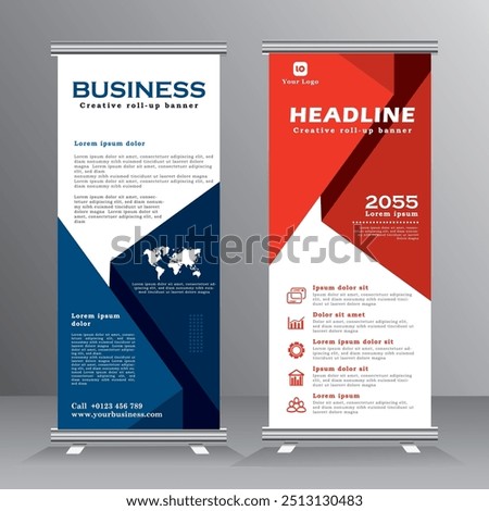 Geometric shape roll up banner template design for your project, event, business, brochure, flyer, infographics. modern advertising. vertical banner, pull up, standee, stand banner, vector