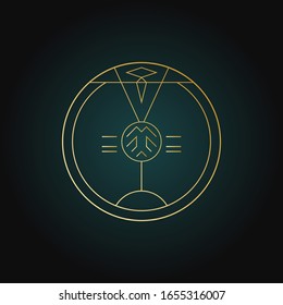 Geometric shape round elegant sign in art deco style. Trend line art icon, vector design 1920. Luxury cover graphic poster brochure design. Mystery tribal illustration art