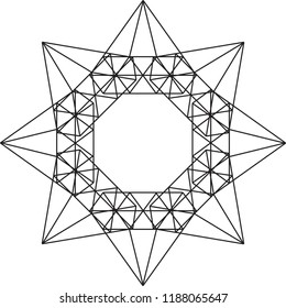 Forma geométrica. Símbolo abstracto de geometría sagrada. Elemento de alquimia. Filosofía, motivo religioso sobre fondo blanco. Página de libro para colorear para adultos. Ilustración vectorial.