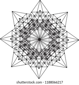 Geometric shape. Sacred geometry abstract symbol. Alchemy element. Philosophy, religion motif on white background. Coloring book page for adults. Vector illustration.