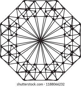 Geometric shape. Sacred geometry abstract symbol. Alchemy element. Philosophy, religion motif on white background. Coloring book page for adults. Vector illustration.