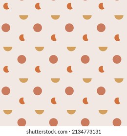 Geometric shape seamless pattern. Abstract boho with moon phases. Bohemian style for clothing, textile and background. Vector stock illustration