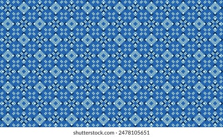 Geometric shape seamless pattern in dark blue and light on clear blue background. Vector illustration, for masculine shirt lady dress fabric textile cover decoration wallpaper backdrop