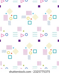 Geometric Shape Seamless Pattern Memphis Style Vector Art Illustration