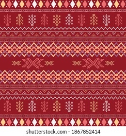Geometric shape seamless pattern suitable for print textile, fabric sarong, sari, bandana and home decoration. best quality of culture or ethnic retro style. vector illustration vintage clothing
