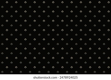 Geometric shape seamless pattern,double squares, like a flower in blue brown and gold on black background. Vector illustration, for masculine shirt lady dress fabric textile cover decoration wallpaper