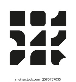 Geometric shape set. Modern abstract elements. Simple black symbols. Vector design.