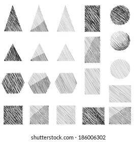 Geometric shape signs. Hand drawn doodle foams set. Geometric figure collection