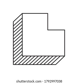 forma geométrica con rayas sobre fondo blanco, estilo de línea, ilustración vectorial
