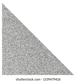 A geometric shape -triangle randomly filled with small dots. To create a textured layout.