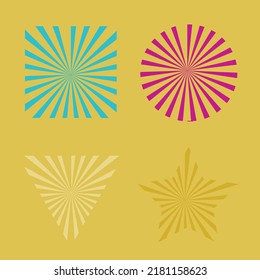 A geometric shape vector background design with shapes such as a square, triangle, star and circle with bright and vibrant colors like blue, red and yellow