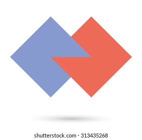 Geometric Shape Vector Design . Business Corporate Abstract Logo Design . Two Cut and United Squares .