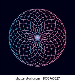Geometric shape with vibrant gradient.

Vector illustration / flower of life / sacred geometry / ancient symbol