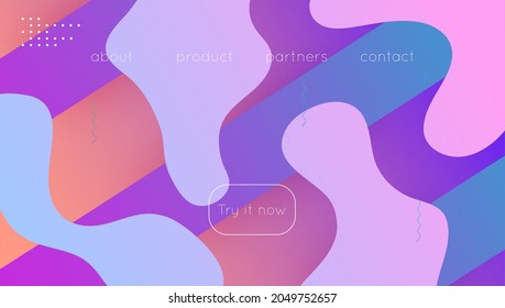 Geometric Shape. Violet Plastic Layout. Wavy Landing Page. Art Minimal Banner. Digital Poster. Trendy Page. Commercial Composition. Abstract Shapes. Lilac Geometric Shape