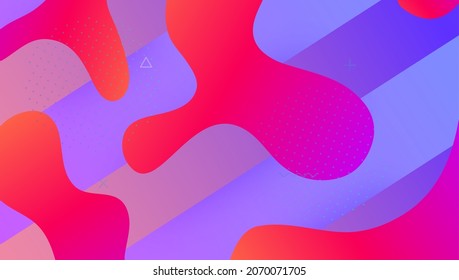 Geometric Shape. Violet Trendy Flyer. Flow Landing Page. Plastic Page. Fluid Concept. Cool Rainbow Background. Business Geometry. Neon Layout. Magenta Geometric Shape