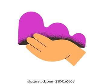 Geometric shape, wave in hand. Abstract geometry figure, organic element. Creative business, creativity, marketing, innovation concept. Flat vector illustration isolated on white background