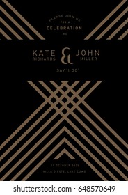 geometric shape wedding invitation card template vector/illustration