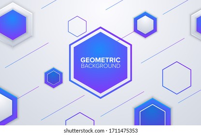 Fondo blanco de forma geométrica. Hexagón y fondo de línea