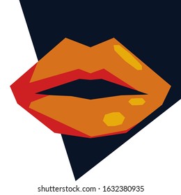 Geometric Shape Woman Lips Vector Symbol Illustration