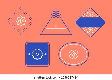 Geometric shaped badge collection vector