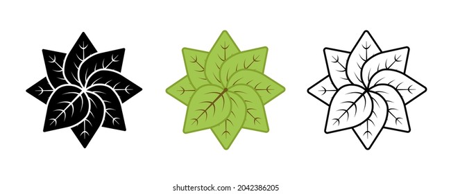 Geometric shaped herbs and simple branches vector icon set. Contains Such Symbols As Plant, Leaf. Editable Stroke. Colored and silhouette linear icon set.