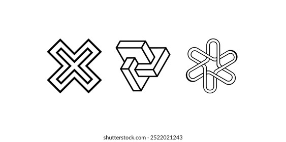 Formas geométricas e arte abstrata se juntam nesse conjunto vetorial, apresentando ícones em preto e colorido, ilustrações planas e planos de fundo texturizados para logotipos e conceitos criativos.