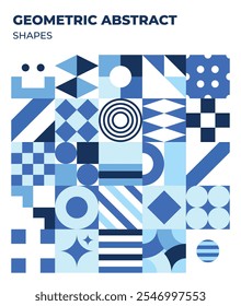 Geometric shapes abstract background blue