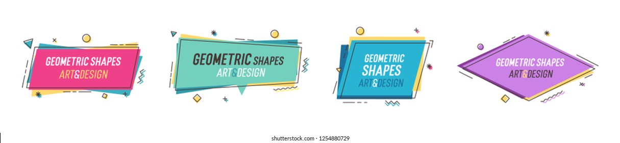 Geometric shapes with abstract elements and place for text. Vector graphic design illustrations for advertising, sales, marketing, design and art projects, posters,
social media, flyers