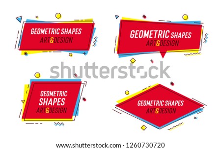 Geometric shapes with abstract elements and place for text. Vector graphic design illustrations for advertising, sales, marketing, design and art projects, posters,
social media, flyers