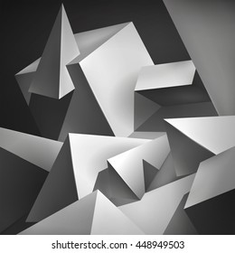 Geometric shapes, a lot of abstract objects, volume triangles and cubes, vector design wallpaper