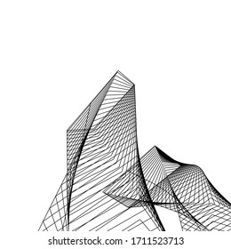 Geometric shapes in abstract stripes pattern Shows the movement of modern buildings. Vector illustration