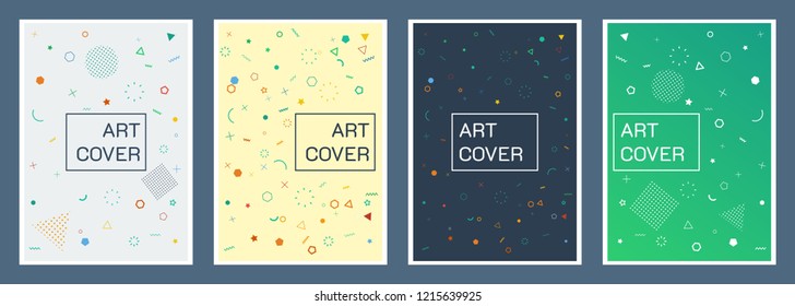 Geometric shapes abstract style. Set of covers of size a4