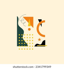 Geometric Shapes Abstract Trendy Collage with Fancy Forms Vector Composition. Modern Minimalistic Figure and Element Arrangement for Design