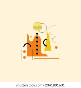 Geometric Shapes Abstract Trendy Collage with Fancy Forms Vector Composition. Modern Minimalistic Figure and Element Arrangement for Design