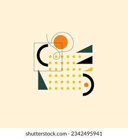 Geometric Shapes Abstract Trendy Collage with Fancy Forms Vector Composition. Modern Minimalistic Figure and Element Arrangement for Design