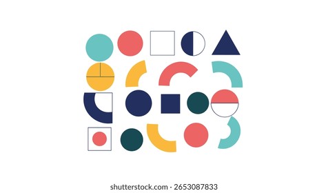 Geometric Shapes Abstraction Vibrant Colors and Dynamic Composition for Modern Design Projects and Visual Communication Needs