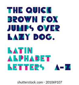 Geometric Shapes Alphabet Letters With Shadow. Retro Font. Latin Alphabet Letters