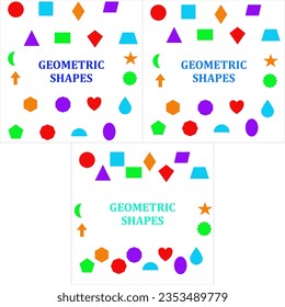 Geometric shapes for animation 3 frames basic education poster vecter image circle triangle square rectangle rhombus kite parallelogram trapezium