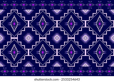 Geometrische Formen werden in nahtlose geometrische Muster einschließlich Stammesdesign, ethnische Motive, Indianer im indischen Navajo Stil und ethnische Gruppen angeordnet. Vektorgrafik für Hintergrund.