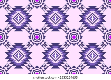 Geometric shapes are arranged into seamless geometric pattern including tribal design, ethnic motif, Native American style Navajo Indian and ethnic groups. Vector illustration for background.