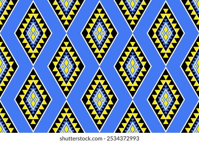 Geometric shapes are arranged into seamless geometric pattern including tribal design, ethnic motif, Native American style Navajo Indian and ethnic groups. Vector illustration for background.