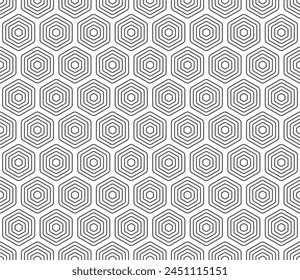 Geometric shapes background. Charcoal color on matching background. Rounded stacked hexagons mosaic cells. Hexagonal cells. Seamless pattern. Tileable vector illustration.