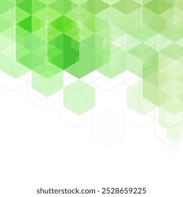 Geometric shapes background. Colorful mosaic pattern.Green  hexagons.