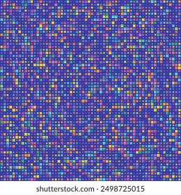 Geometric shapes background. Gradient squares in multiple colors. Blue, purple, red, gold, green on dark background. Authentic vector illustration.