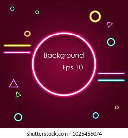 Geometric shapes background with neon design