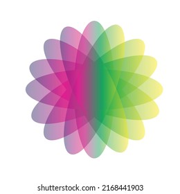 geometrische Formen Hintergrund Die Kugel sieht wie eine Blume aus, mit einem Regenbogenverlauf, kann als allgemeine Illustration verwendet werden.