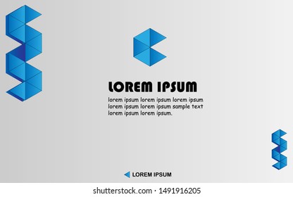 Geometric shapes background and text area.